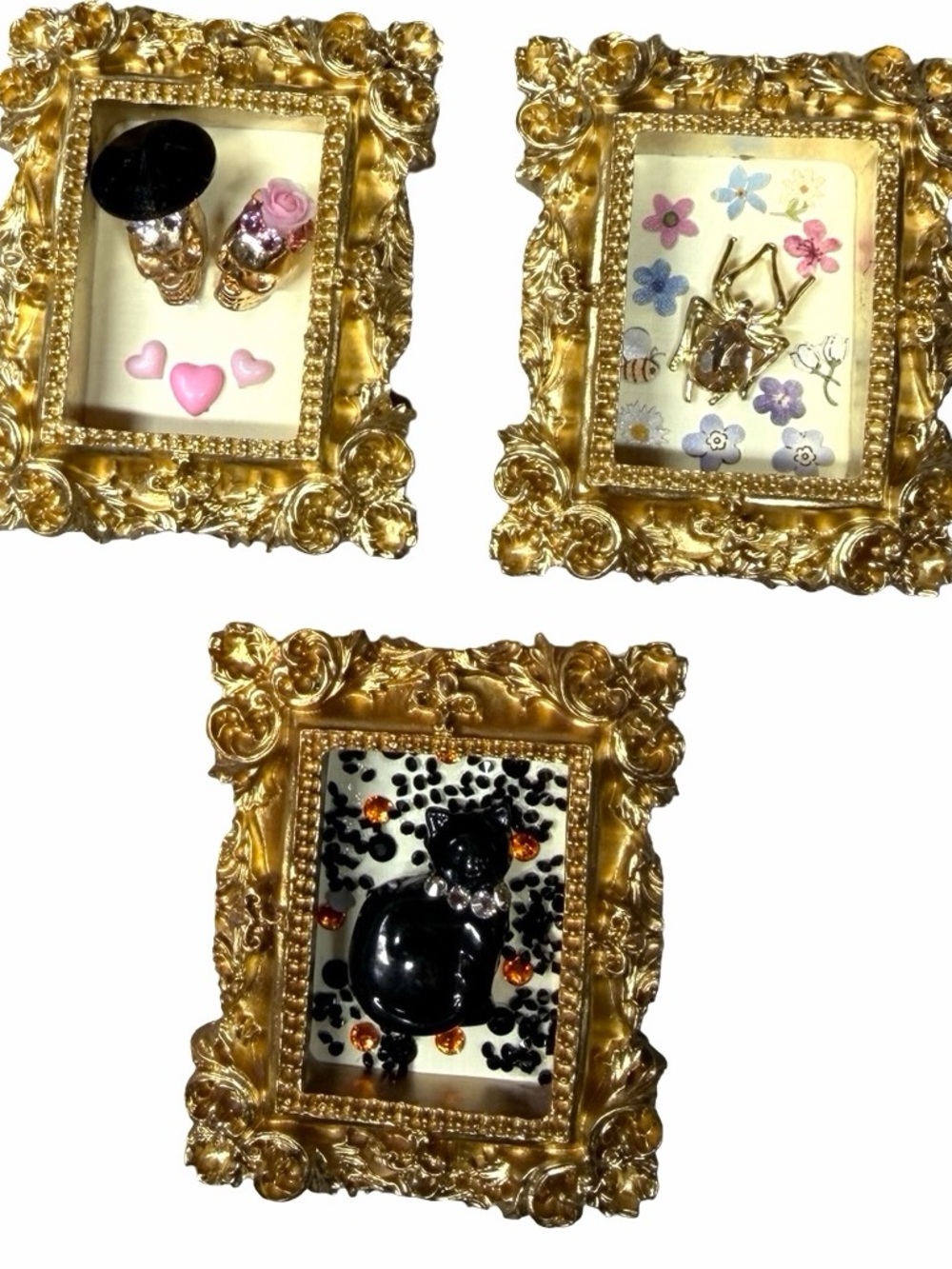 Set of 3 hand crafted Halloween themed tiny art pieces for refrigerator or shelf - Picture 7 of 7